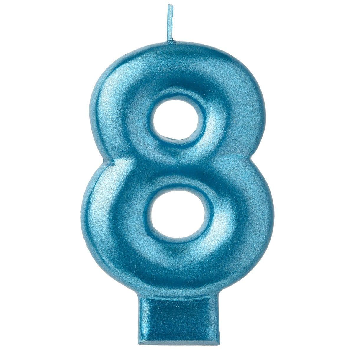 Buy Cake Supplies Blue Numeral Candle #8 sold at Party Expert