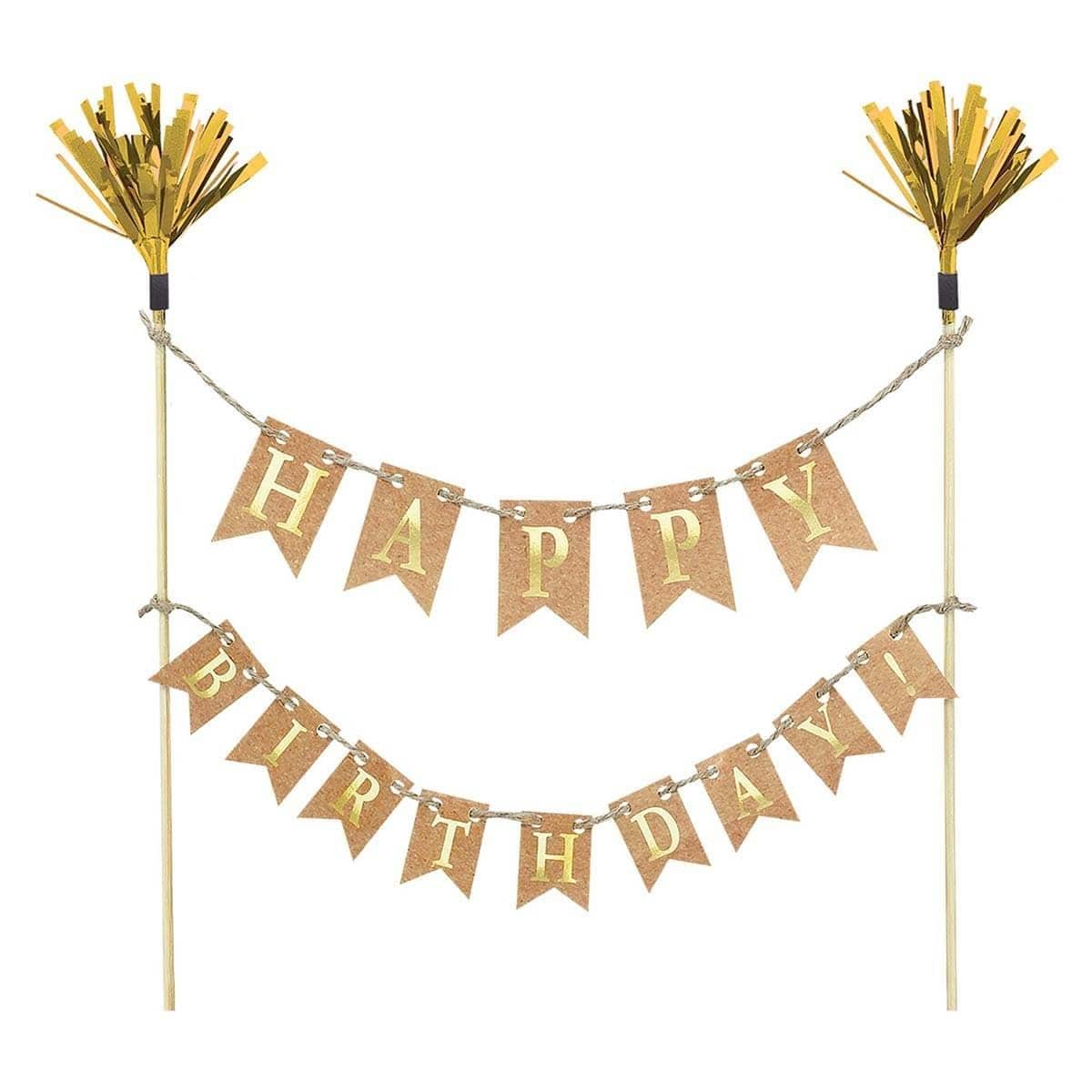 Buy Cake Supplies Cake Picks Happy Birthday - Gold sold at Party Expert