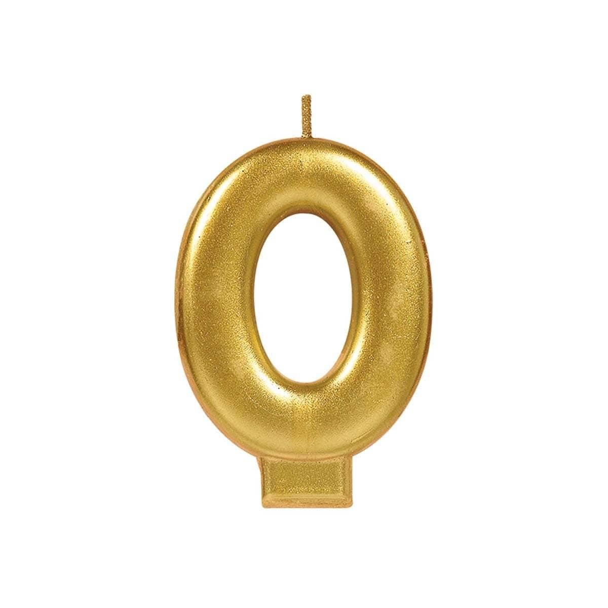 Buy Cake Supplies Metallic Numeral Candle #0 - Gold sold at Party Expert