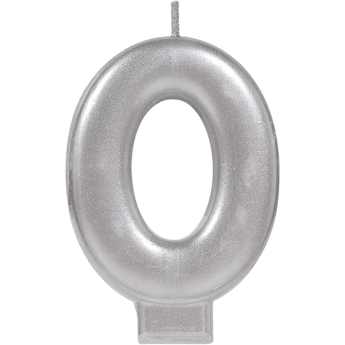 Buy Cake Supplies Metallic Numeral Candle #0 - Silver sold at Party Expert