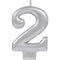 Buy Cake Supplies Metallic Numeral Candle #2 - Silver sold at Party Expert