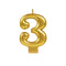 Buy Cake Supplies Metallic Numeral Candle #3 - Gold sold at Party Expert