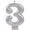 Buy Cake Supplies Metallic Numeral Candle #3 - Silver sold at Party Expert
