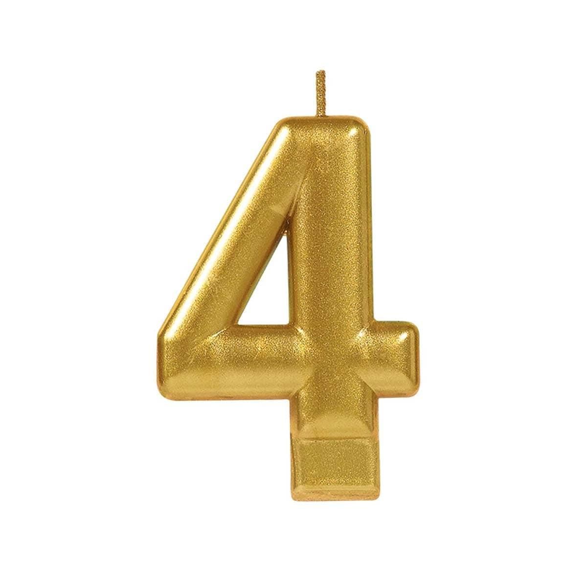 Buy Cake Supplies Metallic Numeral Candle #4 - Gold sold at Party Expert