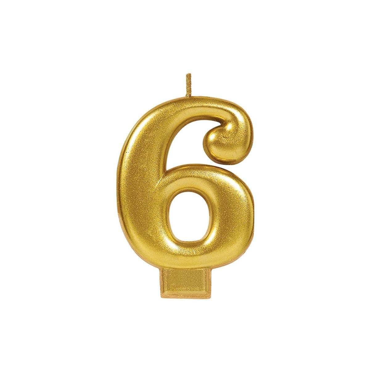 Buy Cake Supplies Metallic Numeral Candle #6 Gold sold at Party Expert