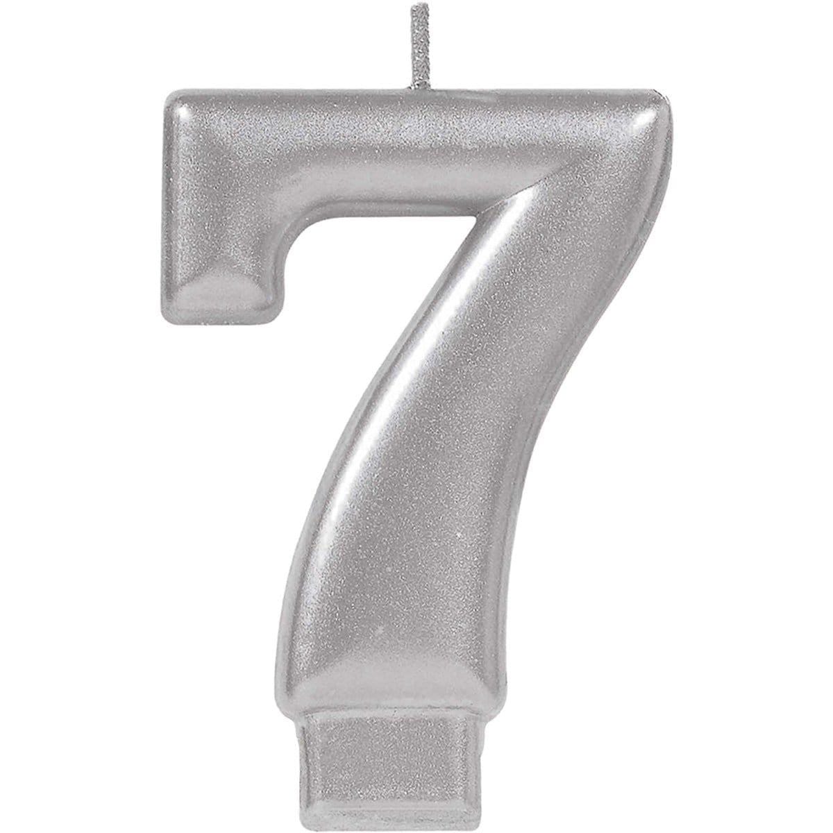 Buy Cake Supplies Metallic Numeral Candle #7 - Silver sold at Party Expert