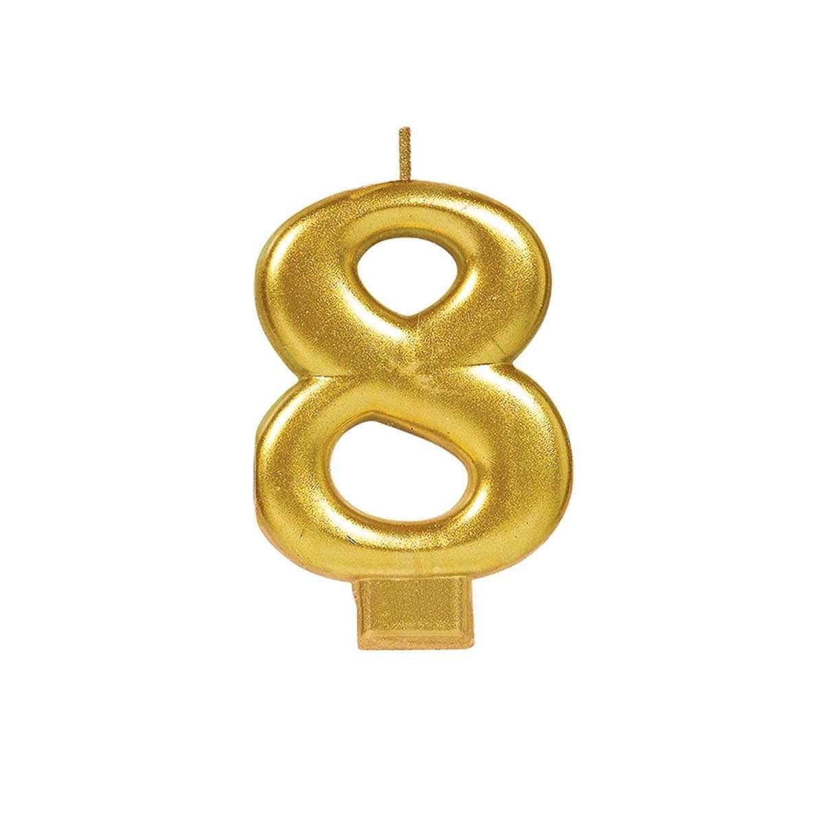 Buy Cake Supplies Metallic Numeral Candle #8 - Gold sold at Party Expert