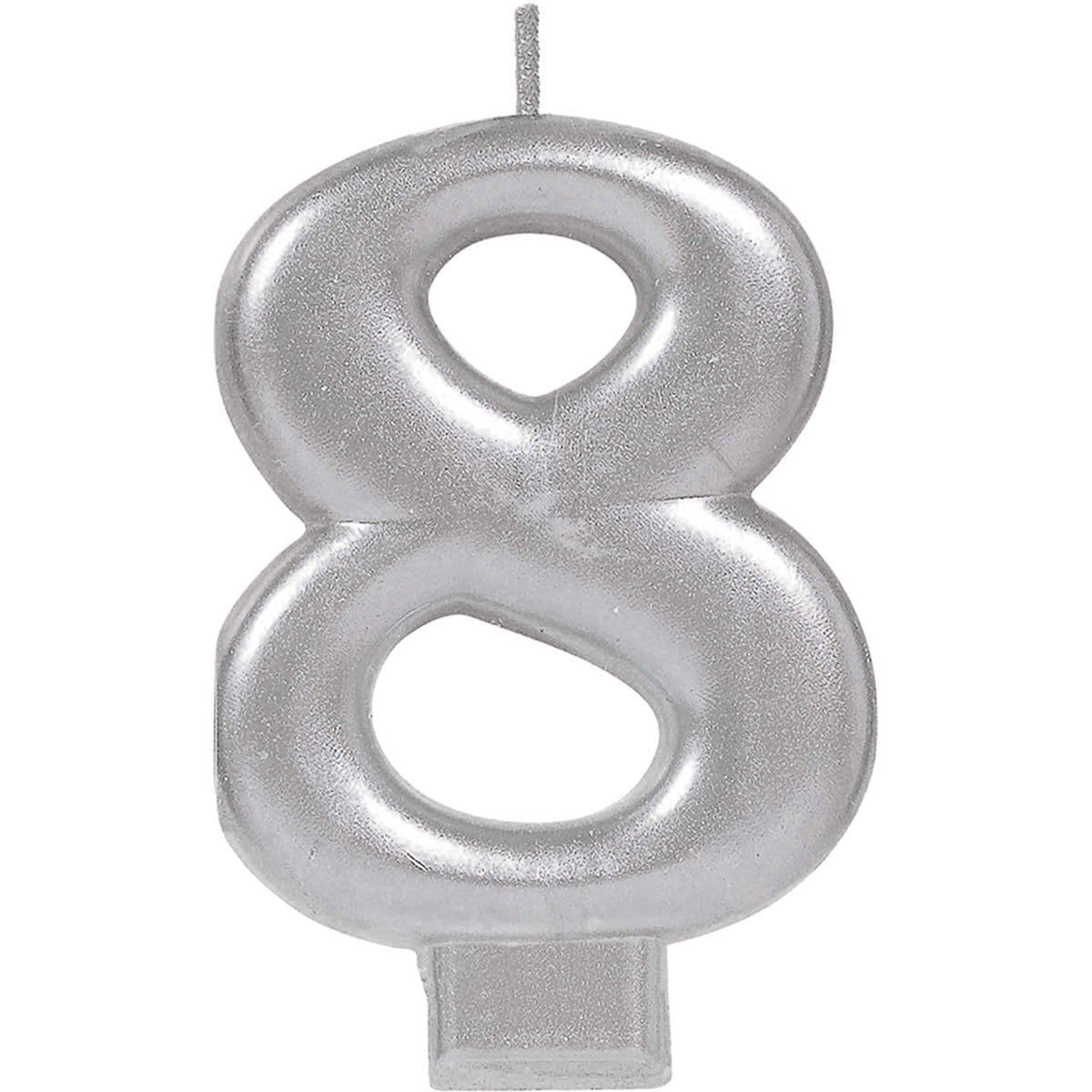 Buy Cake Supplies Metallic Numeral Candle #8 - Silver sold at Party Expert