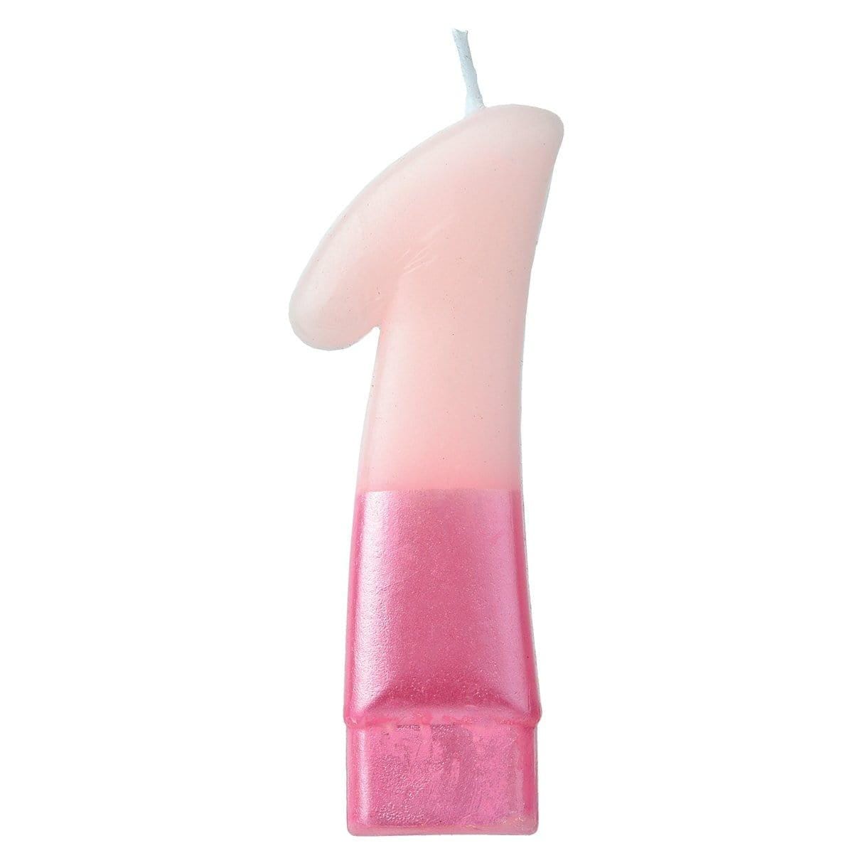Buy Cake Supplies Pink Numeral Candle #1 sold at Party Expert