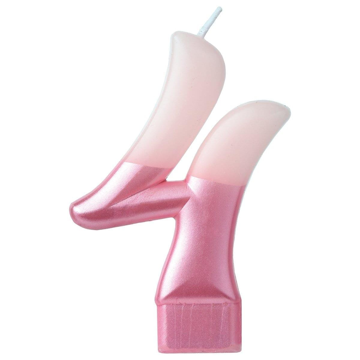Buy Cake Supplies Pink Numeral Candle #4 sold at Party Expert