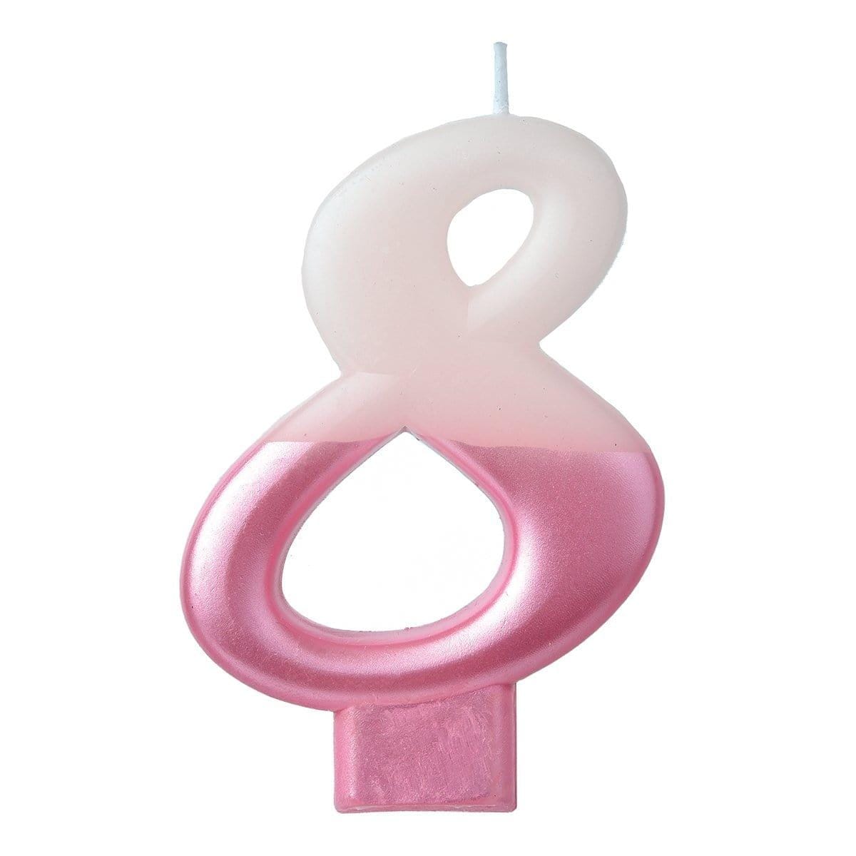 Buy Cake Supplies Pink Numeral Candle #8 sold at Party Expert