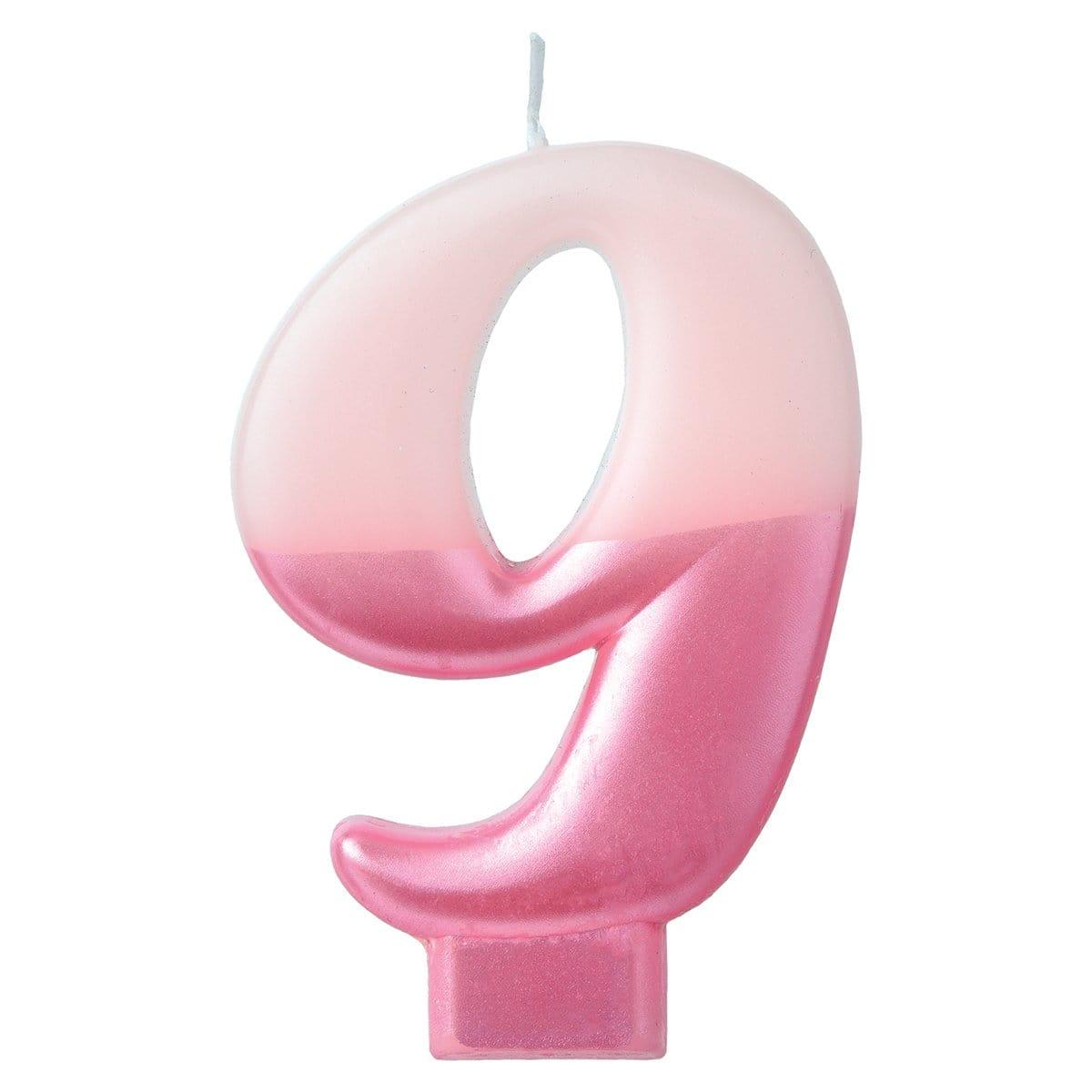 Buy Cake Supplies Pink Numeral Candle #9 sold at Party Expert