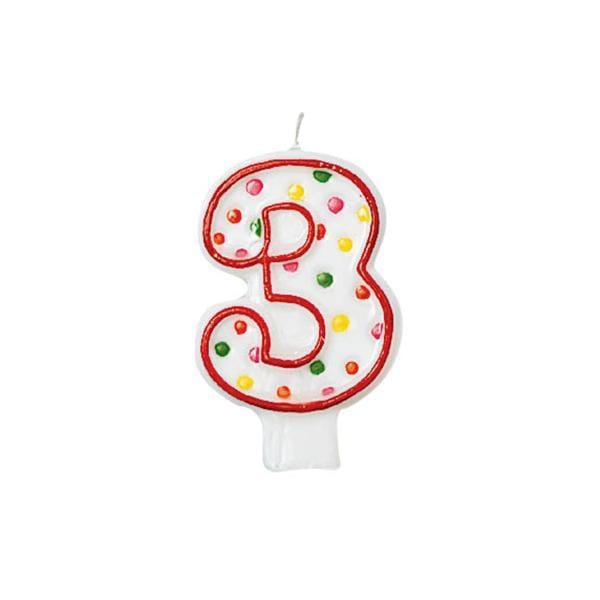 Buy Cake Supplies Polka Dots Birthday Candel #3 sold at Party Expert