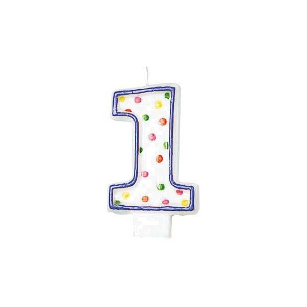 Buy Cake Supplies Polka Dots Birthday Candle #1 3 in. sold at Party Expert