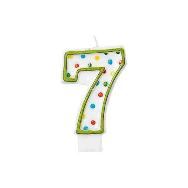 Buy Cake Supplies Polka Dots Birthday Candle #7 sold at Party Expert