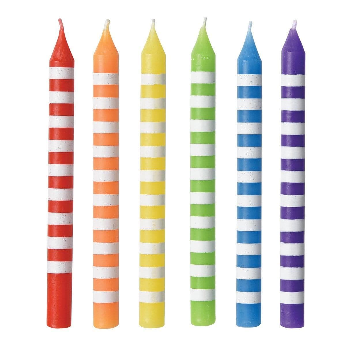 Buy Cake Supplies Rainbow Striped Candles, 12 Counts sold at Party Expert