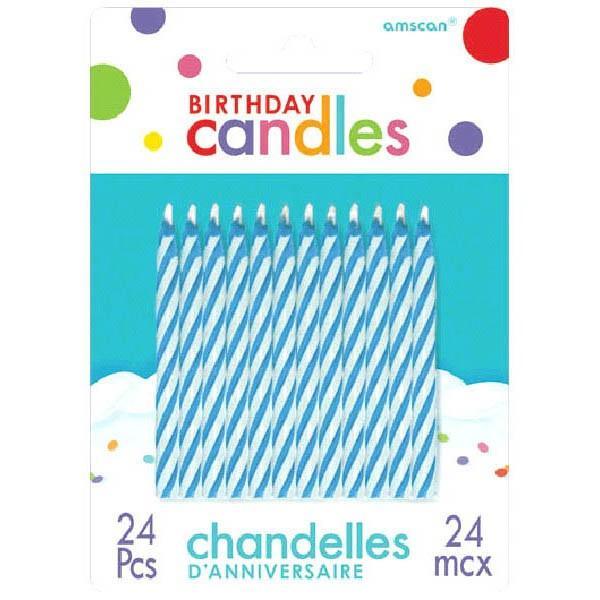 Buy Cake Supplies Spiral Birthday Candles Candy Stripe - Blue 24/pkg. sold at Party Expert
