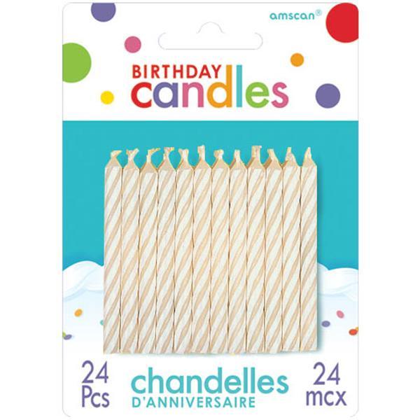 Buy Cake Supplies Spiral Birthday Candles Candy Stripe - White 24/pkg. sold at Party Expert