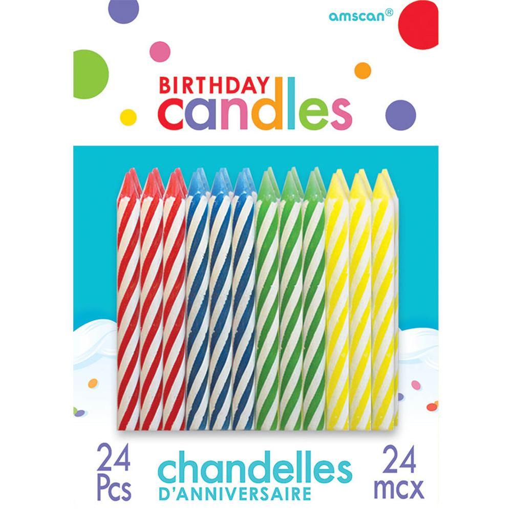 Buy Cake Supplies Spiral Birthday Candles - Primary Asst 24/pkg. sold at Party Expert