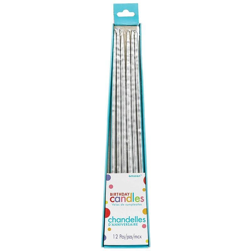 Buy Cake Supplies Taper Candles - Silver sold at Party Expert