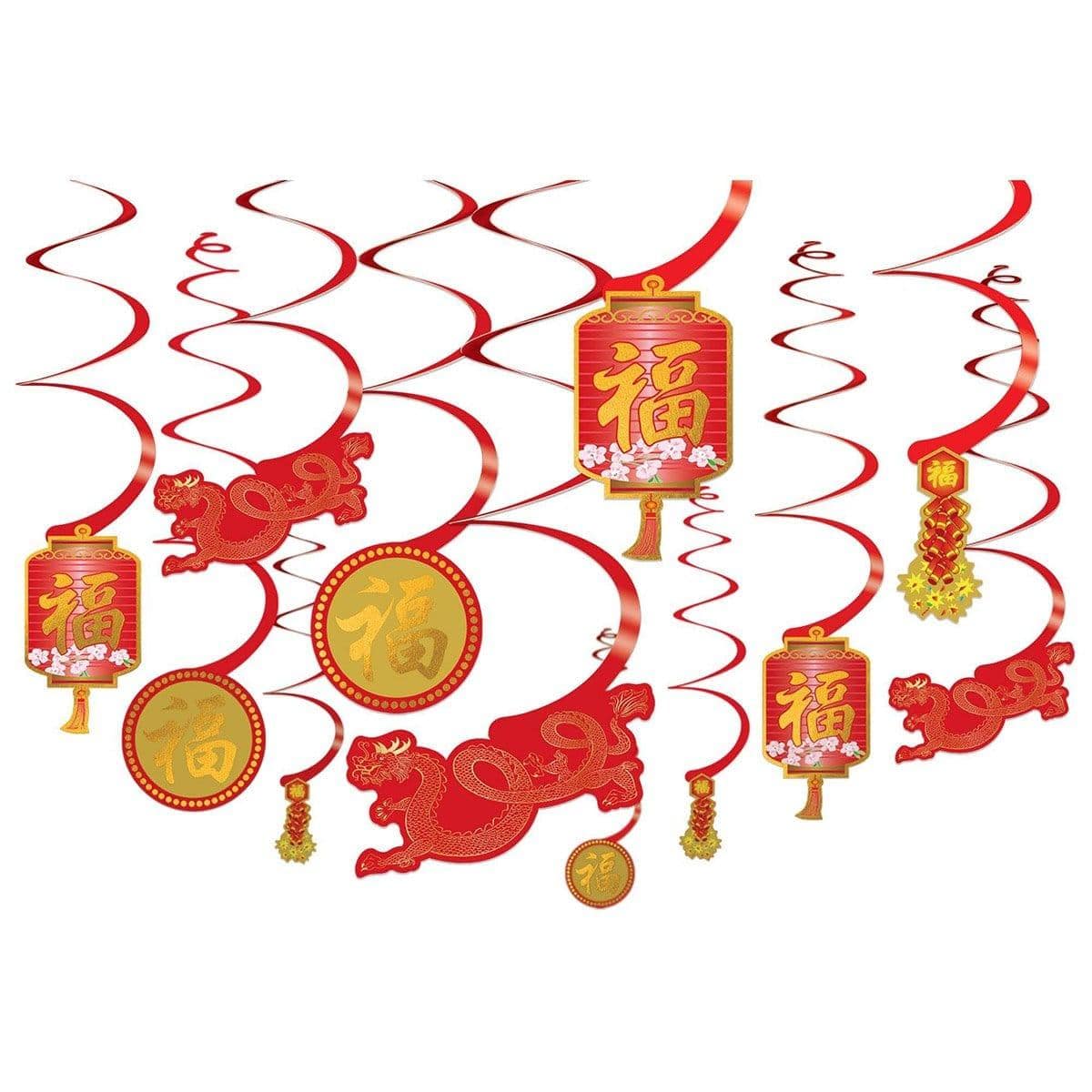 Buy chinese new year Chinese New Year, Swirls & Cutouts, 12 Count sold at Party Expert