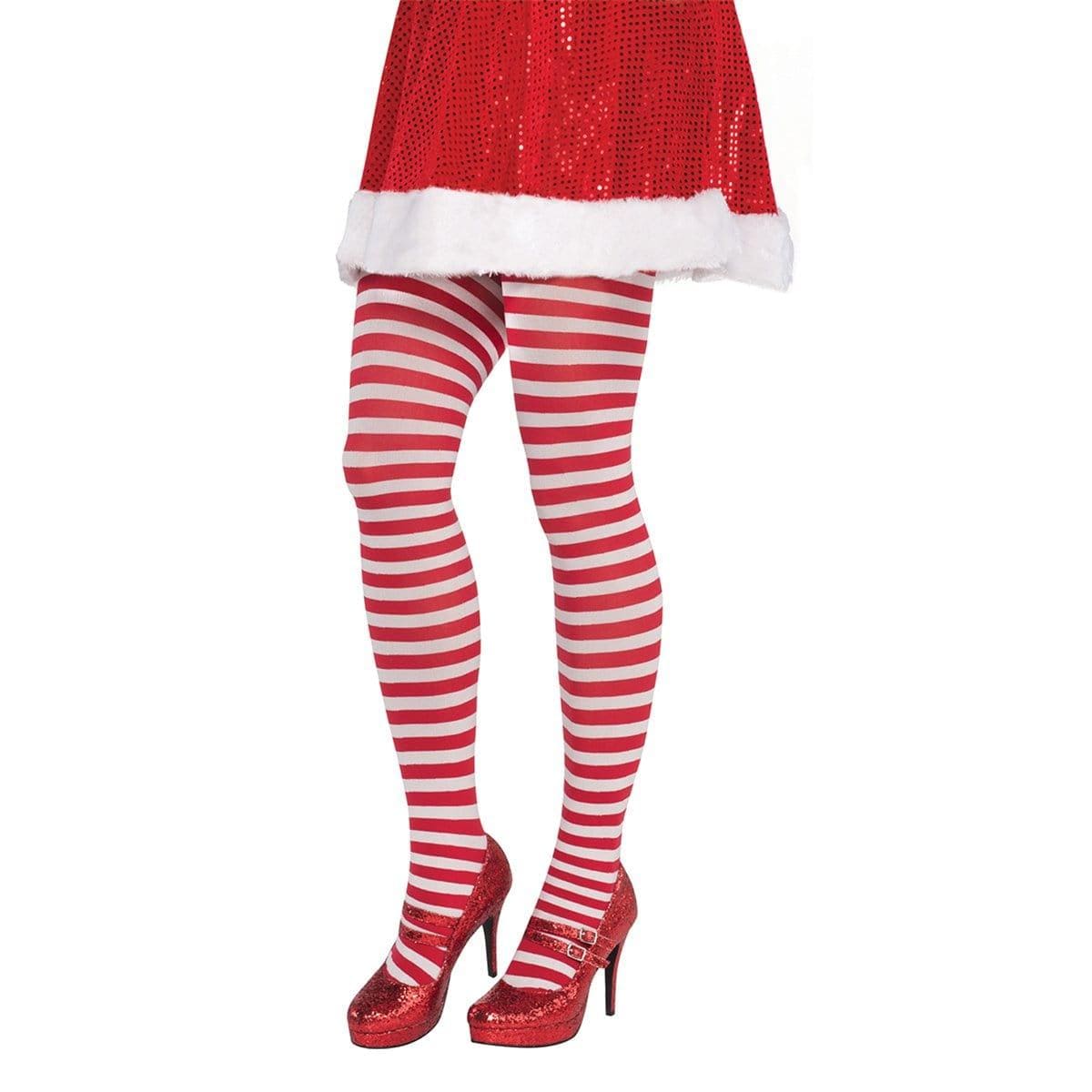 Buy Christmas Candy Stripe Tights - Adult sold at Party Expert
