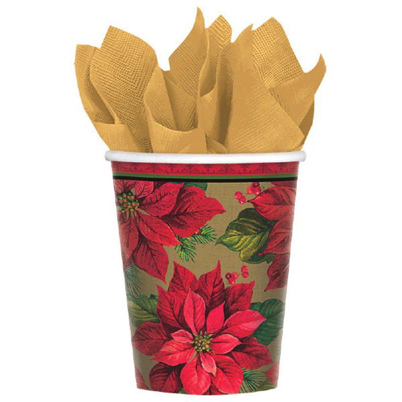 Buy Christmas Holiday Poinsettia - Cups 9 Oz. 8/pkg sold at Party Expert