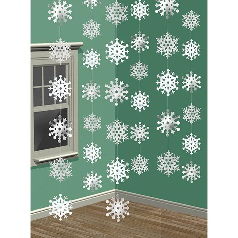 Buy Christmas Snowflakes Foil String Decorations 6/pkg sold at Party Expert