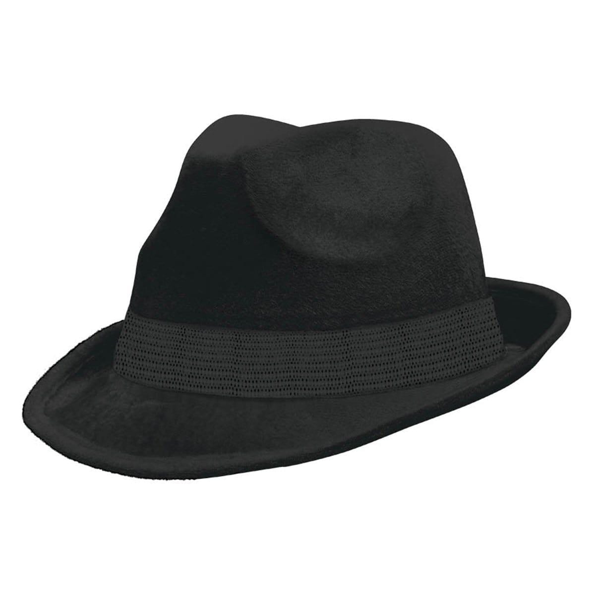 Buy Costume Accessories Black velours fedora hat for adults sold at Party Expert