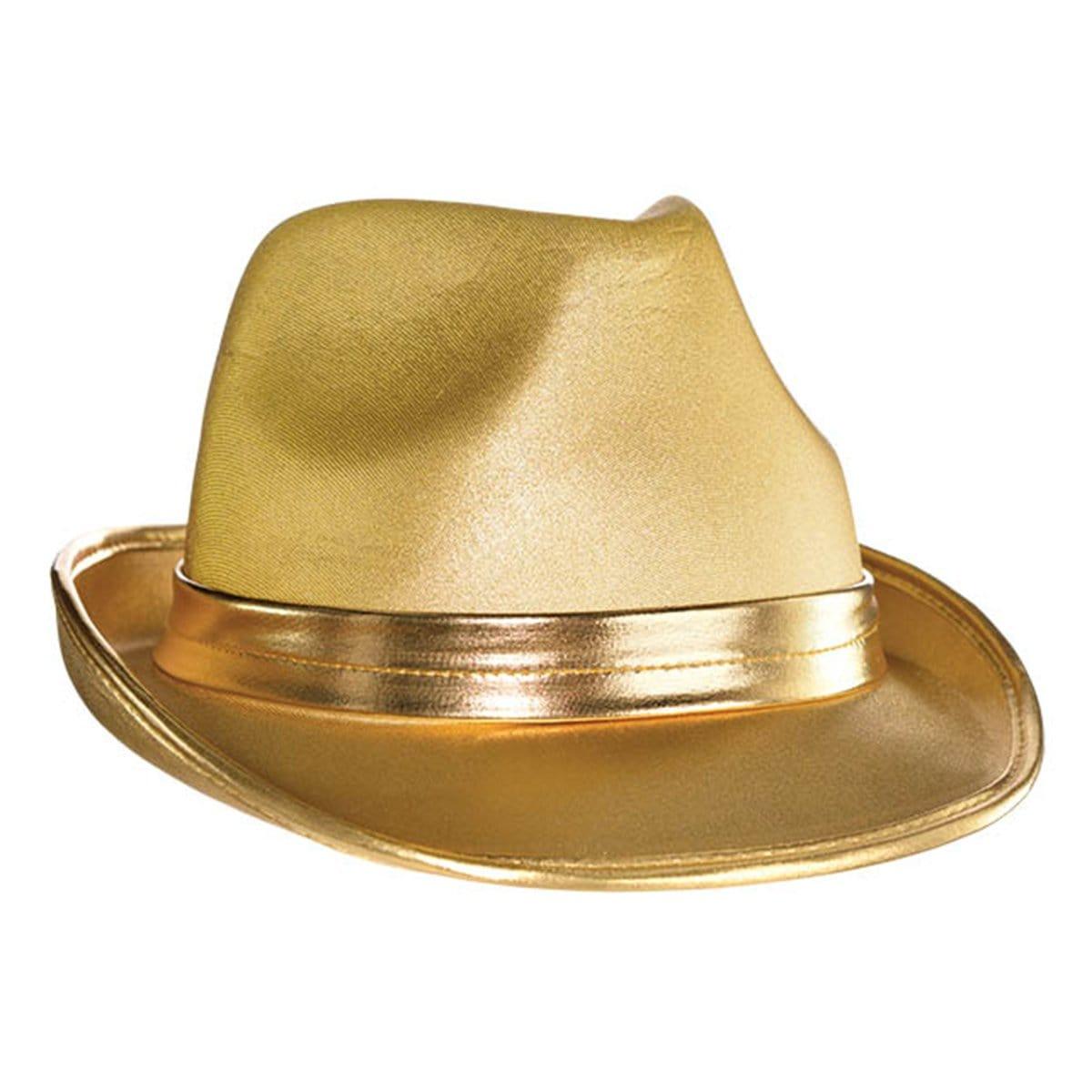 Buy Costume Accessories Gold fedora hat for adults sold at Party Expert