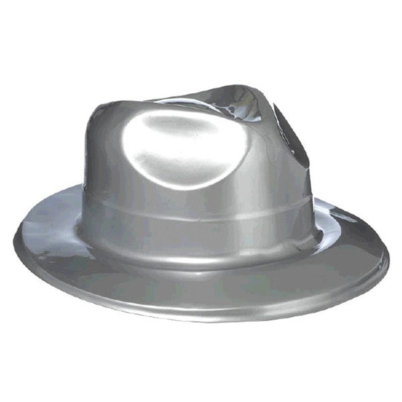 Buy Costume Accessories Silver plastic fedora hat for adults sold at Party Expert