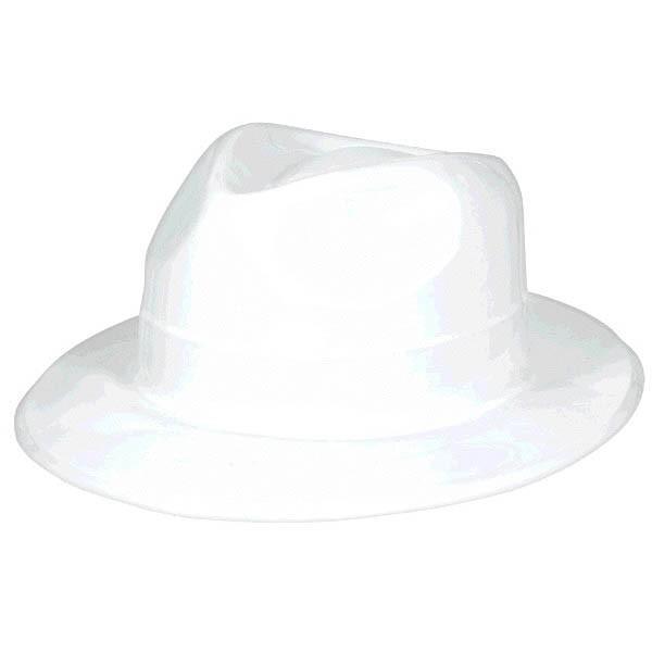 Buy Costume Accessories White plastic fedora hat for adults sold at Party Expert