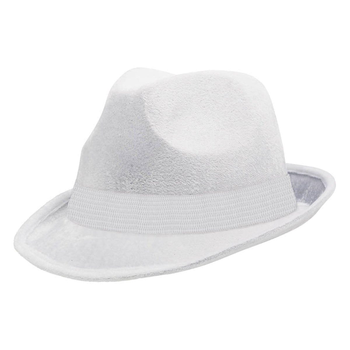 Buy Costume Accessories White velours fedora hat for adults sold at Party Expert