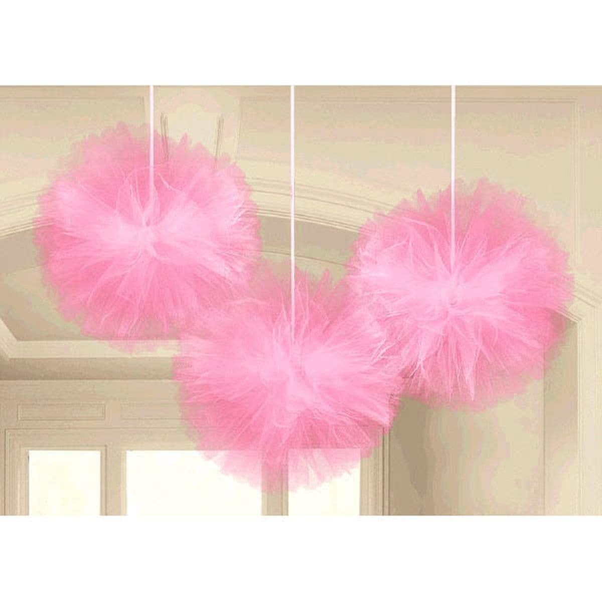 Buy Decorations Deluxe Tulle Fluffy Decoration, Pink, 3 Count sold at Party Expert