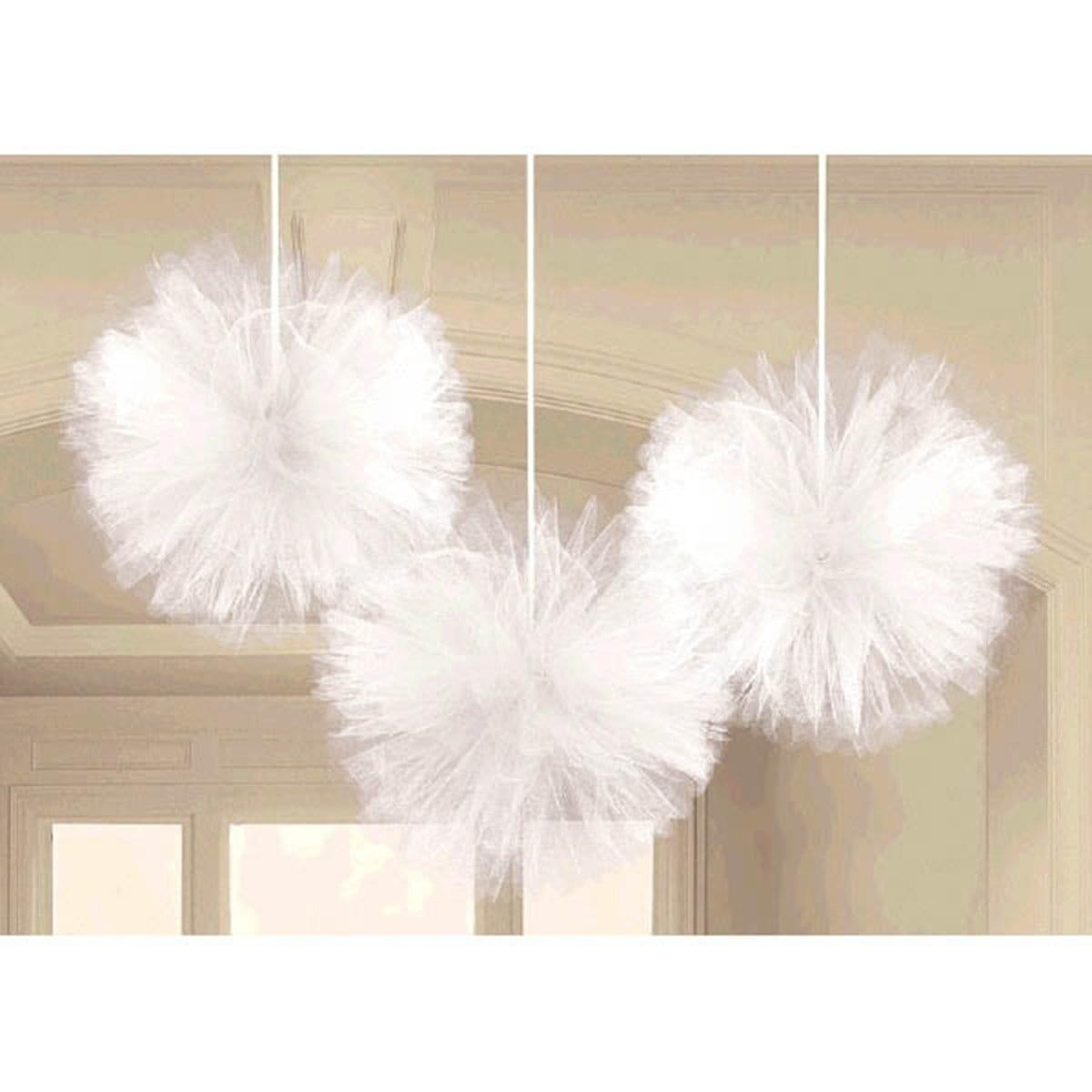 Buy Decorations Deluxe Tulle Fluffy Decoration, White, 3 Count sold at Party Expert