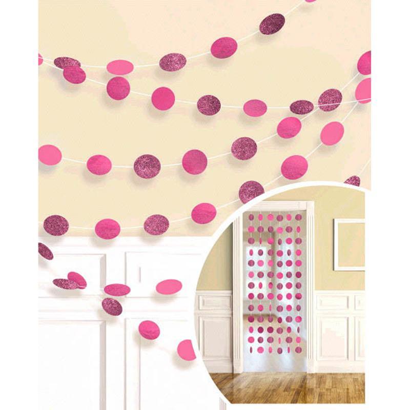 Buy Decorations Dots Glitter Garland - Bright Pink sold at Party Expert