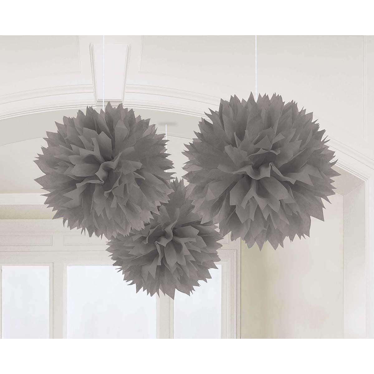 Buy Decorations Fluffy Decorations - Silver 3/pkg. sold at Party Expert