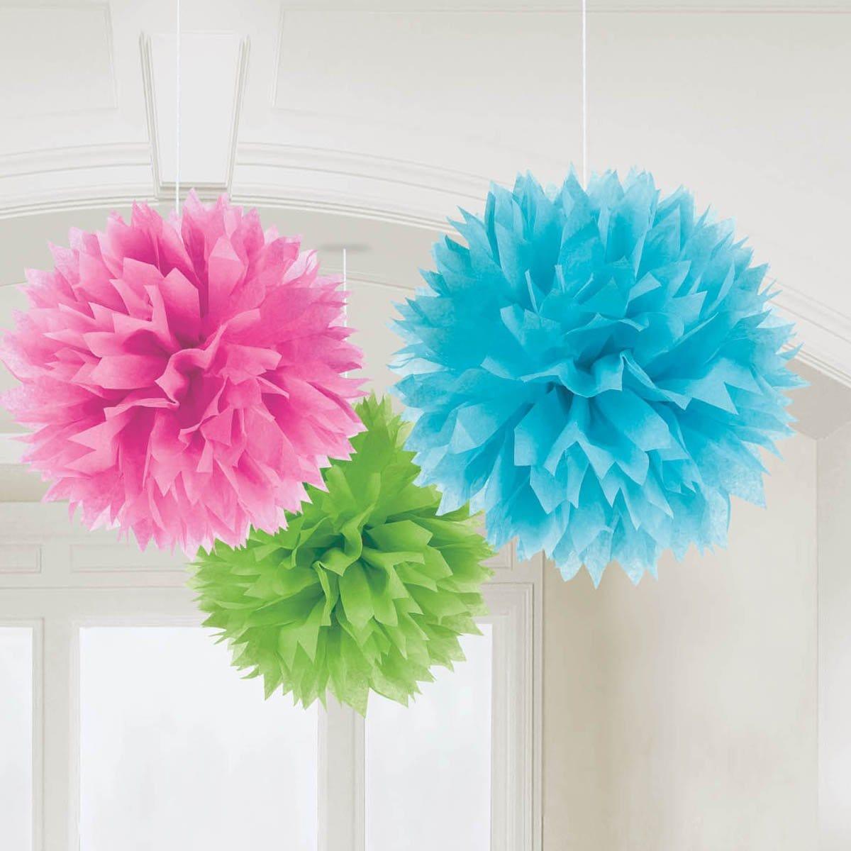 Buy Decorations Fluffy Paper Decorations - Multicolor 3/pkg sold at Party Expert