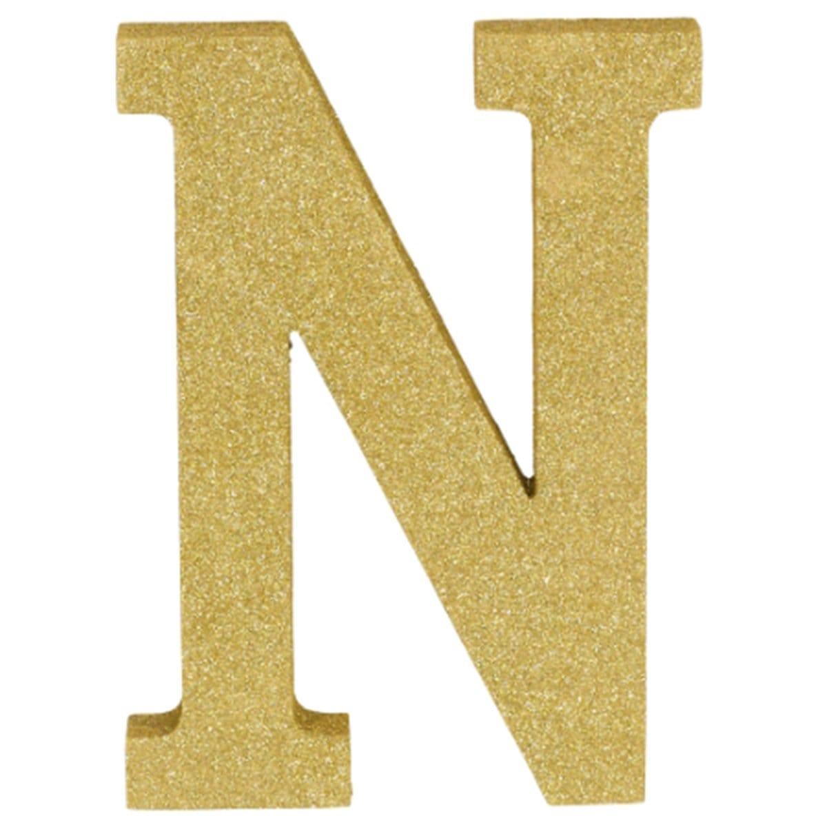 Buy Decorations Gold Glitter Letter - N sold at Party Expert
