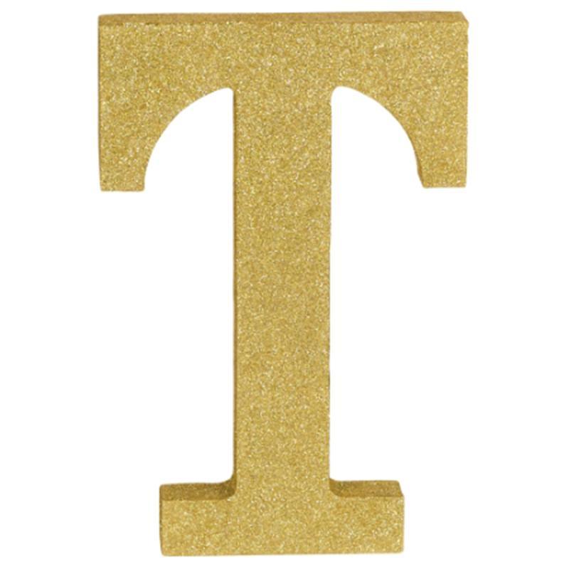 Buy Decorations Gold Glitter Letter - T sold at Party Expert