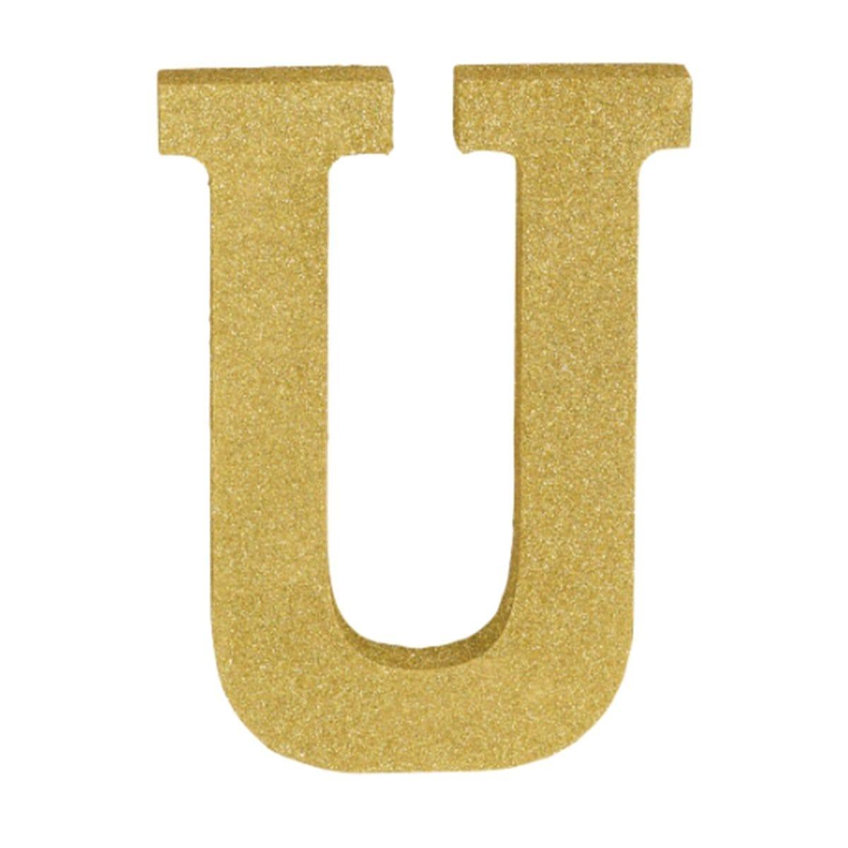Buy Decorations Gold Glitter Letter - U sold at Party Expert