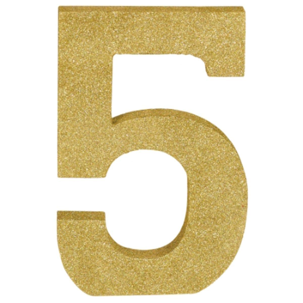 Buy Decorations Gold Glitter Number - 5 sold at Party Expert