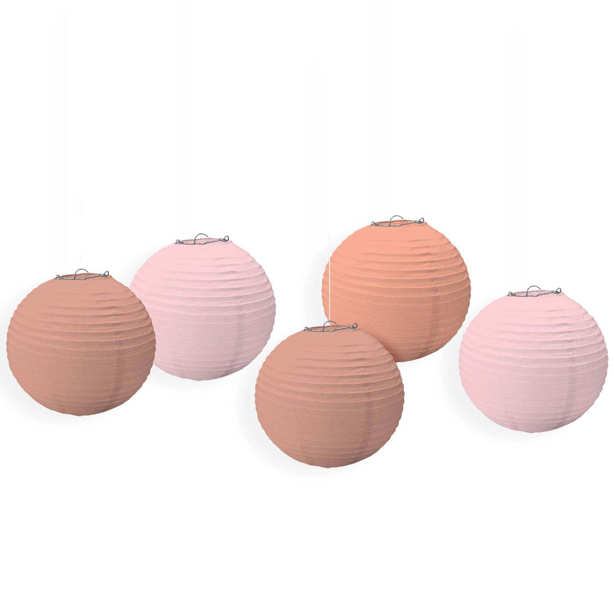AMSCAN CA Decorations Hanging Mini Paper Lanterns, Rose Gold & Blush, 5 Inches, 5 Count 192937344477