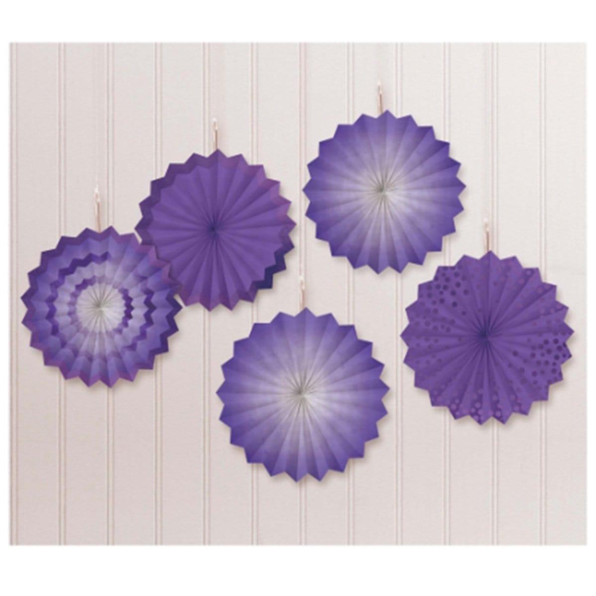 Buy Decorations Mini Fan Decoration 5 Per Package - New Purple sold at Party Expert