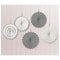 Buy Decorations Mini Fan Decoration 5 Per Package - Silver sold at Party Expert