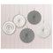Buy Decorations Mini Fan Decoration 5 Per Package - Silver sold at Party Expert