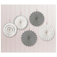 Buy Decorations Mini Fan Decoration 5 Per Package - Silver sold at Party Expert