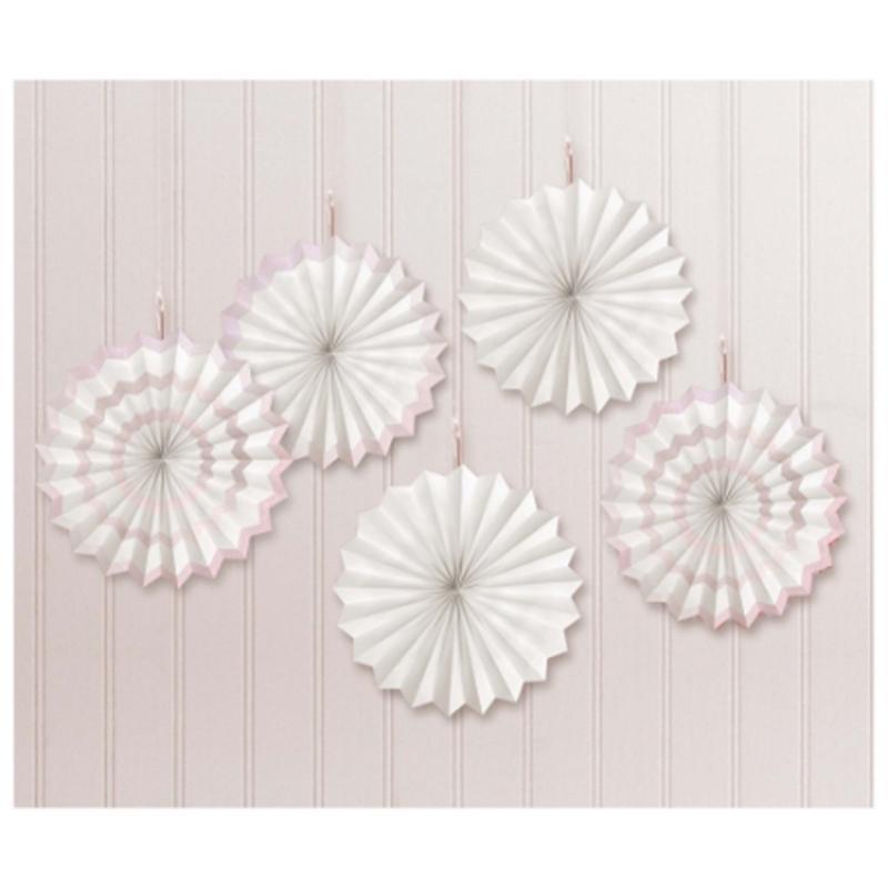 Buy Decorations Mini Fan Decoration 5 Per Package - White sold at Party Expert