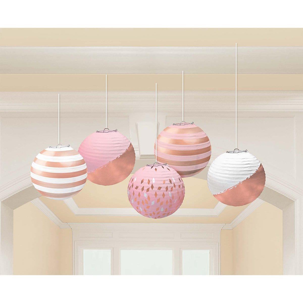 Buy Decorations Mini Paper Lantern 5/pkg - Rose Gold sold at Party Expert