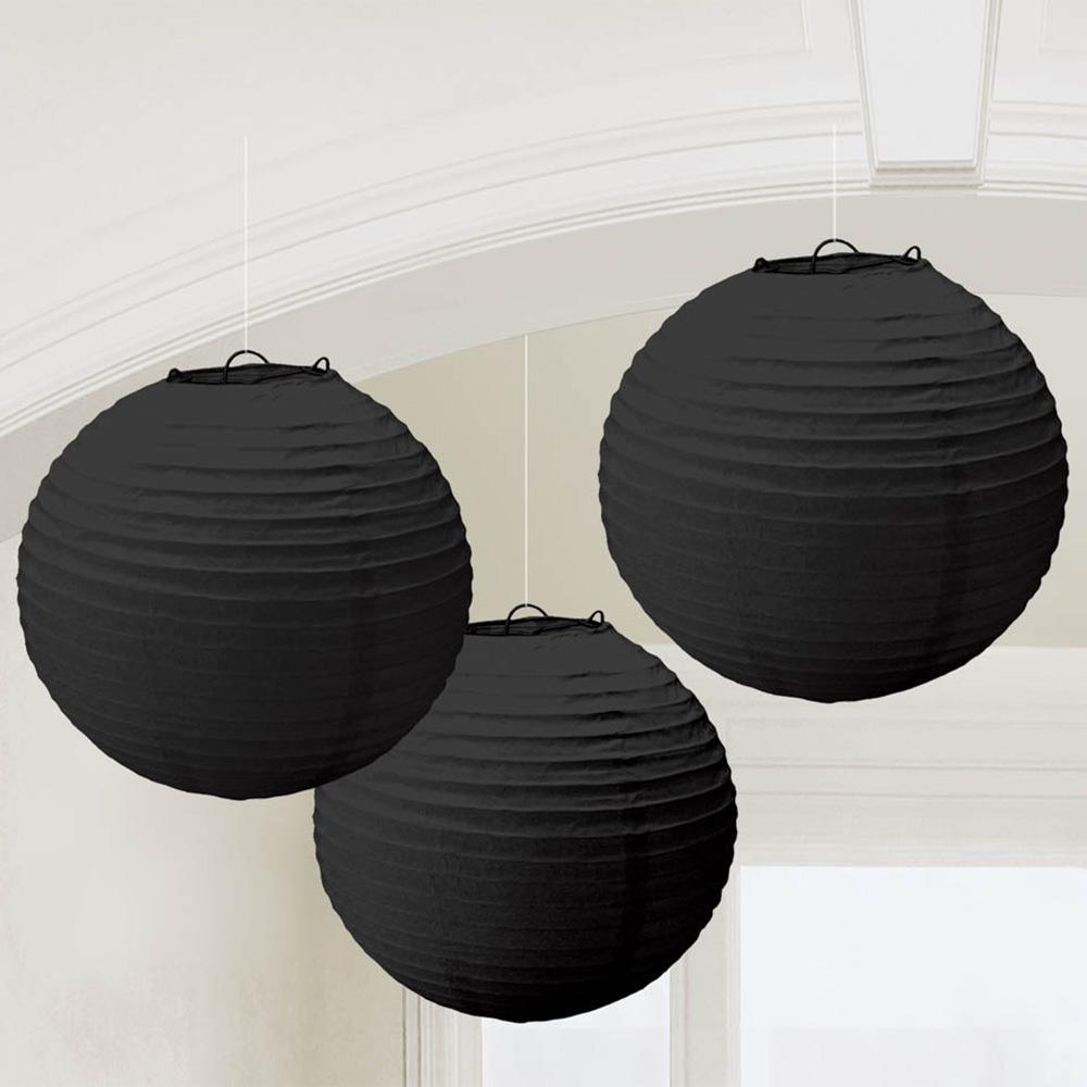 Buy Decorations Round Lanterns - Jet Black, 9.5 inches sold at Party Expert
